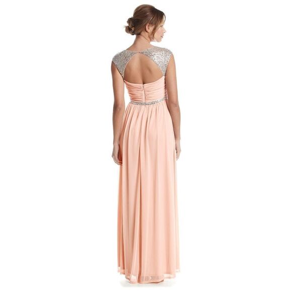 New! ADRIANNA PAPELL Women's Sequin Rhinestone Gown Dress Size 4 Color Blush - Picture 3 of 6